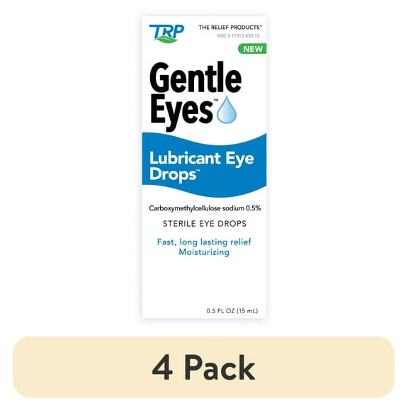 (4 pack) TRP Gentle Eyes Lubricant Eye Drops, Fast Long Lasting Relief, Moisturizing, 0.5 fl oz