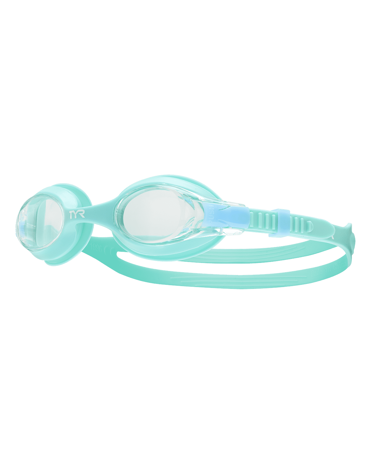 (4 pack) TYR Youth Fit Swimple Non-Mirrored Swim Goggle - Clear/Turquoise