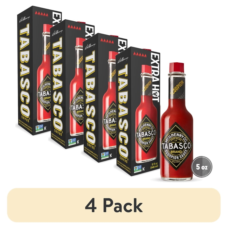 4 pack) Tabasco Scorpion Pepper Sauce, 5 fl oz Regular Glass