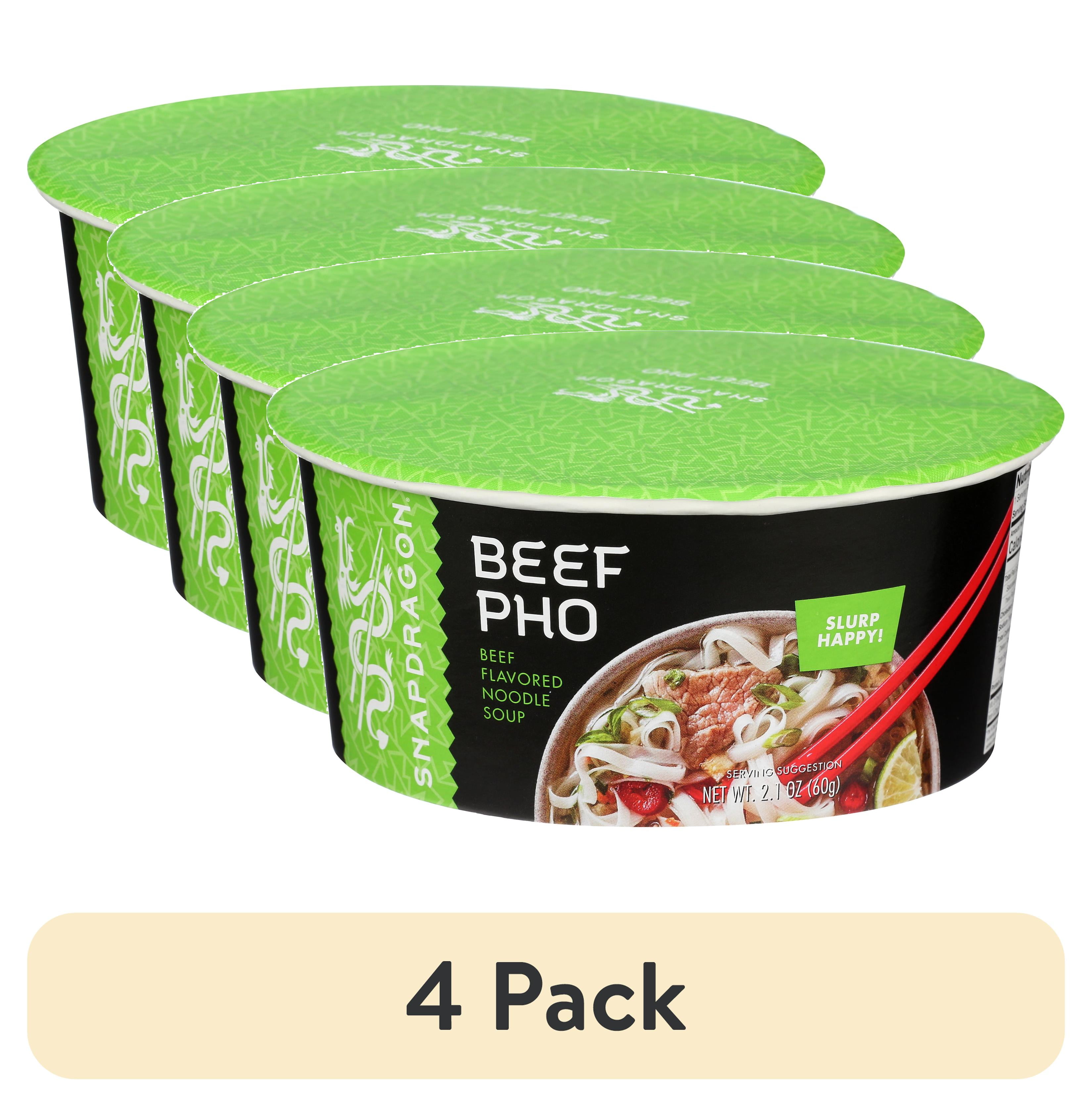 4 pack) Snapdragon Beef Pho, Beef Flavored Noodle Soup, Slurp
