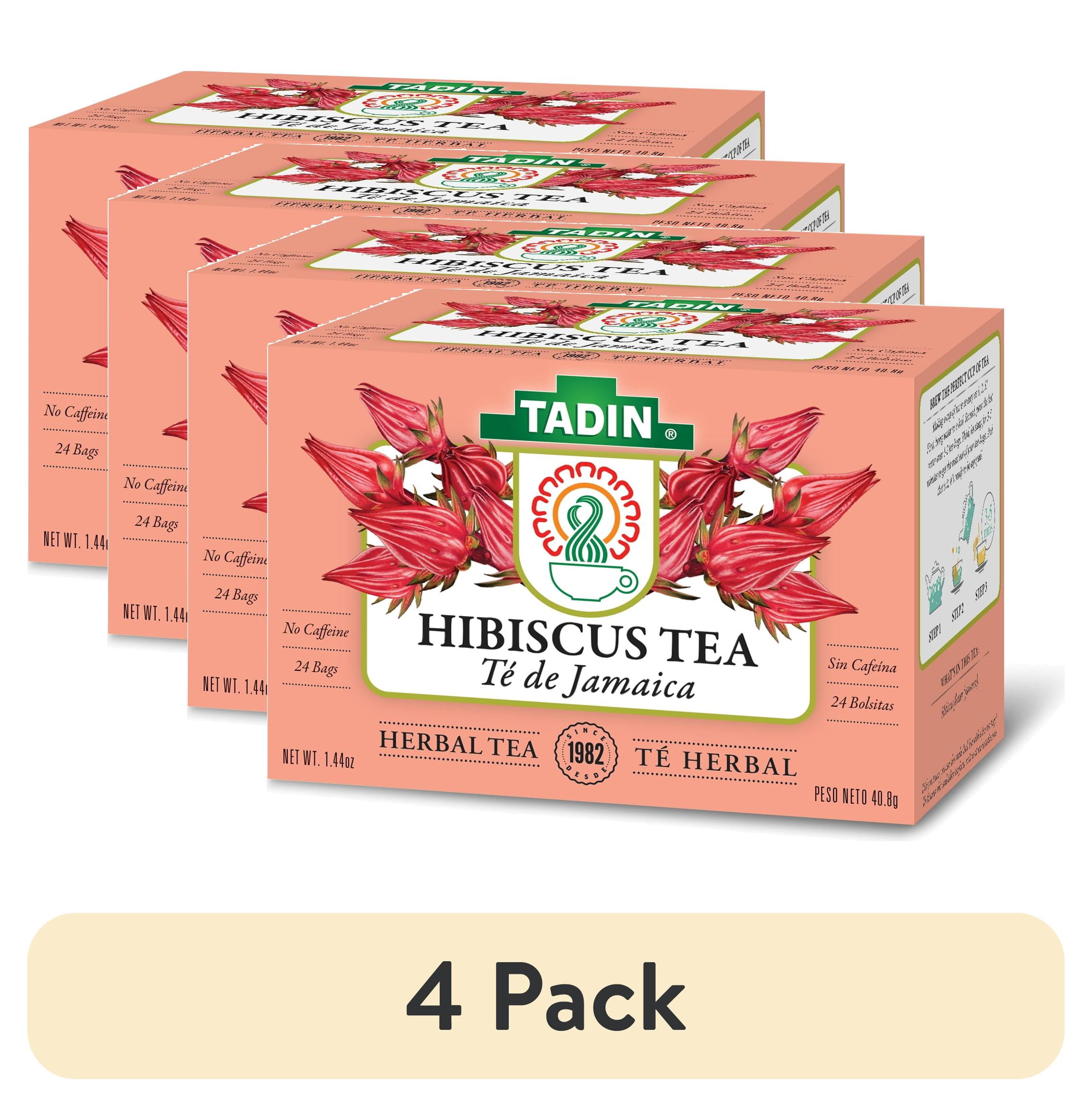 (4 pack) Tadin Hibiscus Tea, Herbal Tea, Caffeine-Free Tea, Herbal Tea Bags, 24 Count, Pack of 1