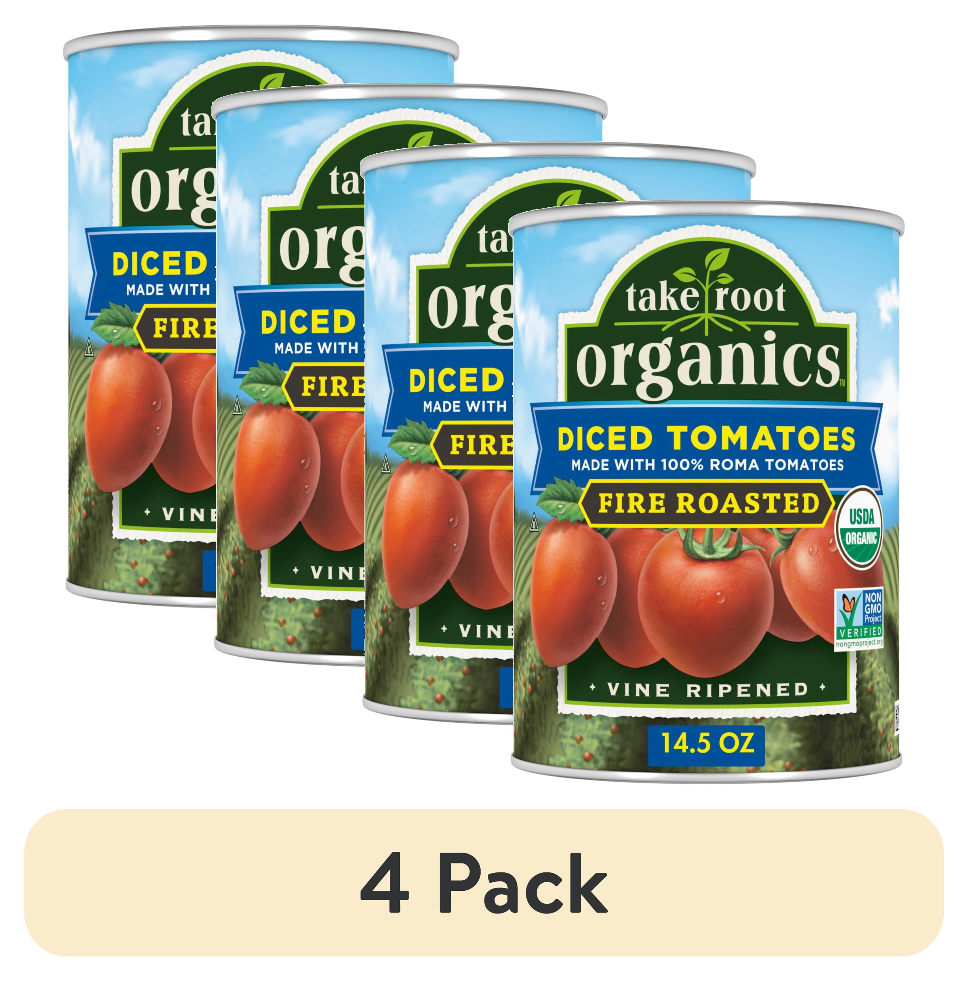 (4 pack) Take Root Organics Organic Fire Roasted Diced Tomatoes, 14.5 oz Can