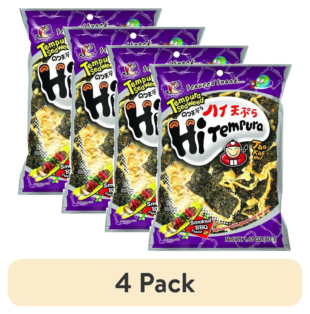 (4 pack) Tao Kae Noi Smoked BBQ Hi Tempura Seaweed Chips, 1.41 oz, 1 Count Bag