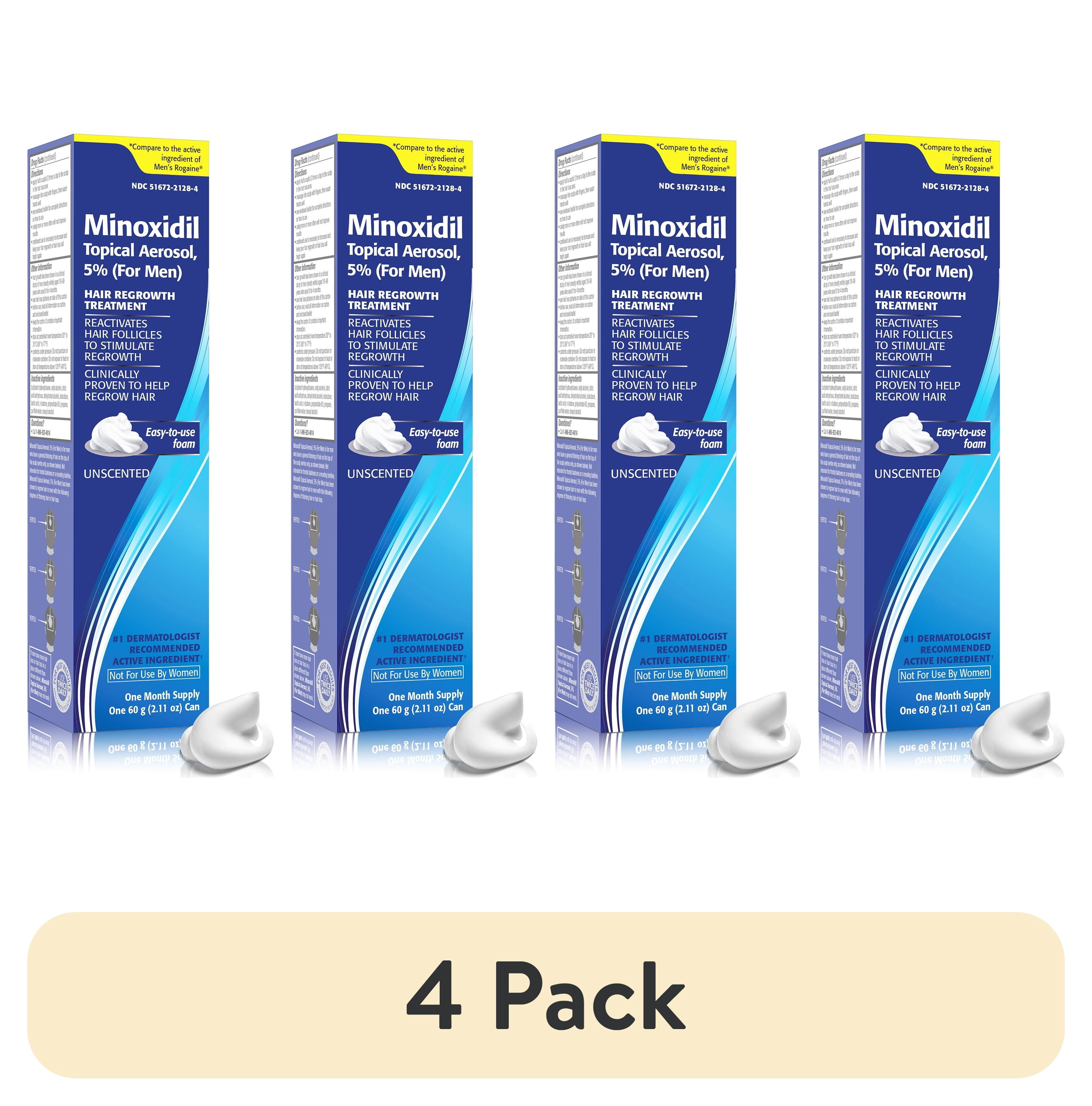 (4 pack) Taro Minoxidil Topical Aerosol Foam, 5%, Hair Regrowth Treatment for Men, 2.11 oz