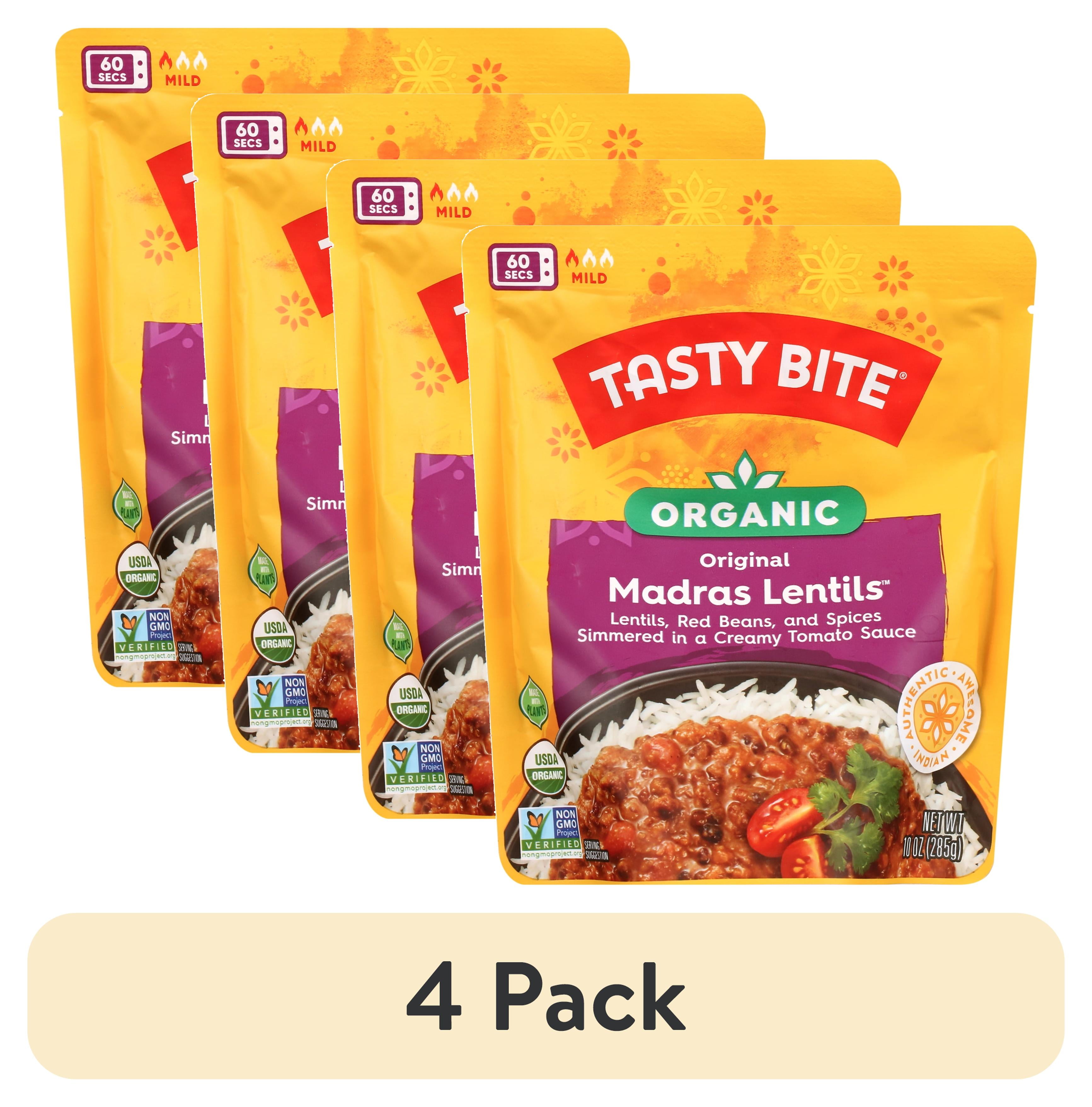 4 pack) Tasty Bite Organic Madras Lentils 10oz - Savory lentil