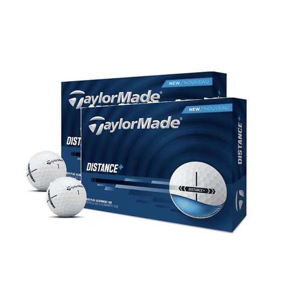 (4 pack) TaylorMade 2026 Distance Plus Double Dozen Golf Balls 24pk, White