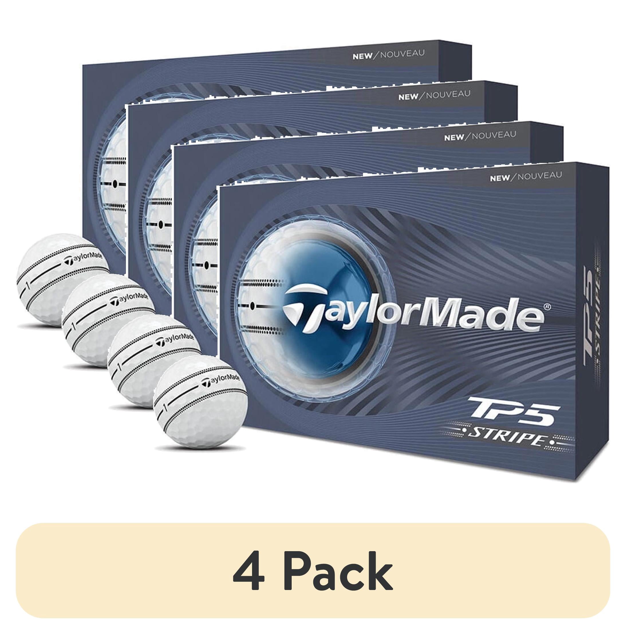 (4 pack) TaylorMade 2026 TP5 Stripe Golf Balls 12pk, White