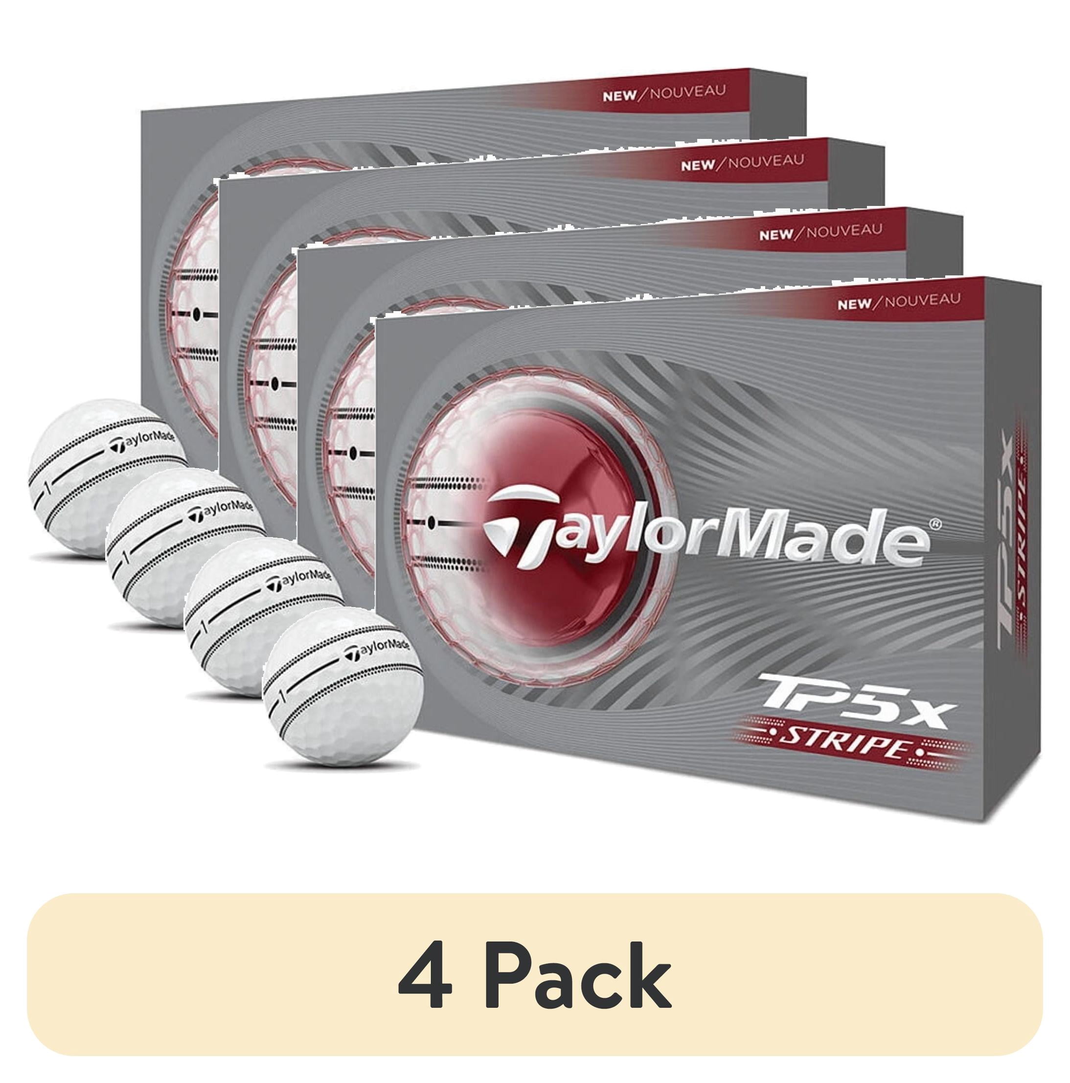 (4 pack) TaylorMade 2026 TP5X Stripe Golf Balls 12pk, White