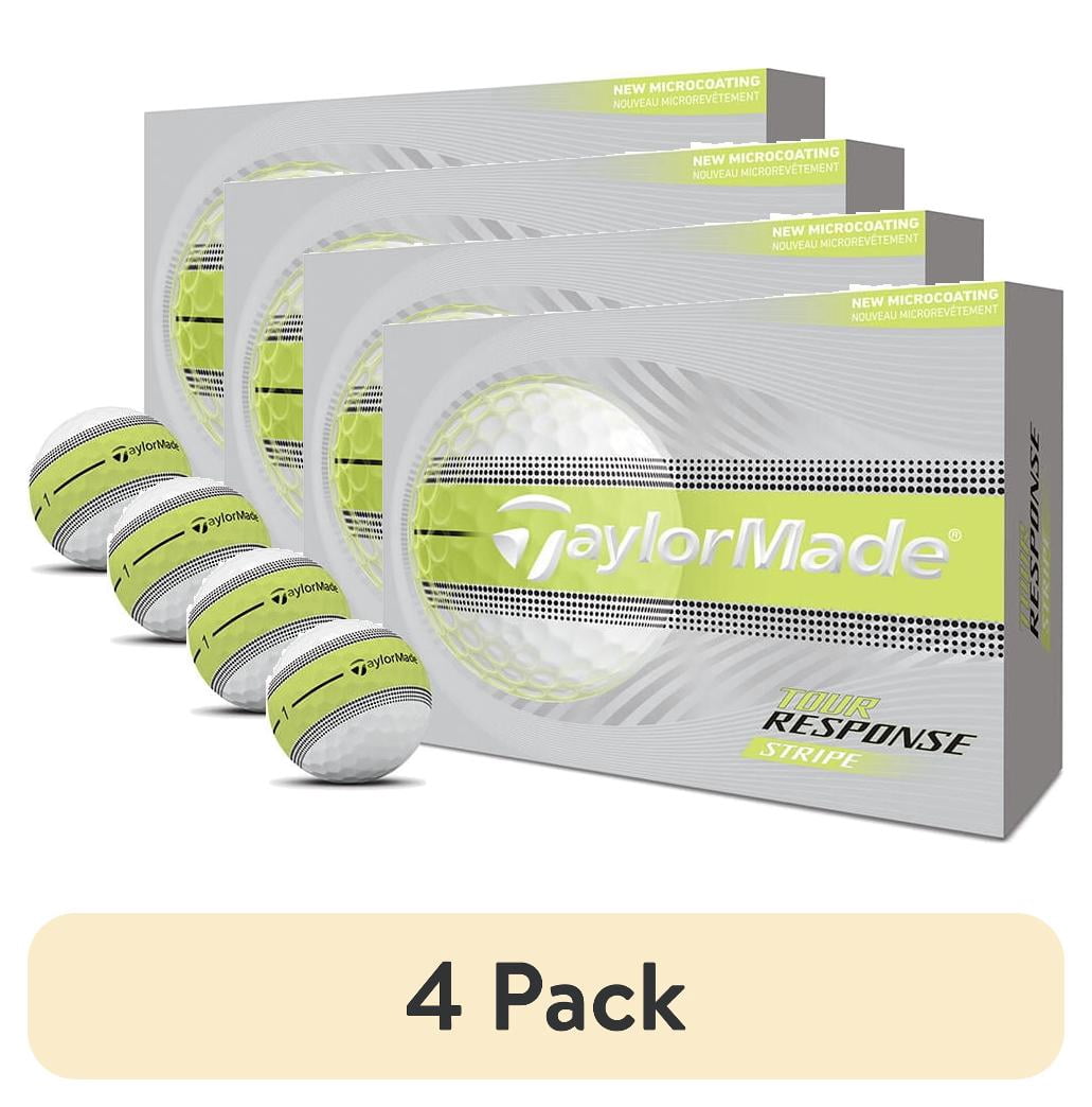(4 pack) TaylorMade 2026 Tour Response Stripe Golf Balls 12pk, Yellow