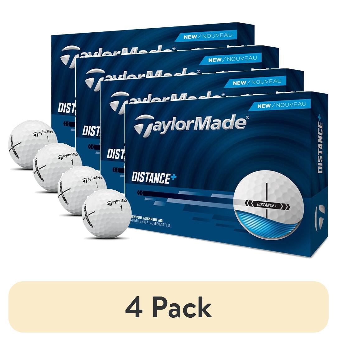 (4 pack) TaylorMade Distance Plus Golf Balls 12pk, White