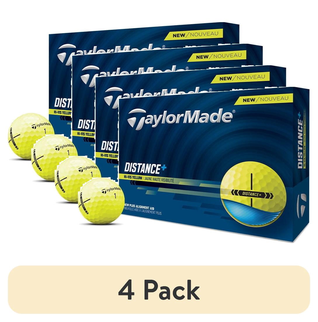 (4 pack) TaylorMade Distance Plus Golf Balls 12pk, Yellow