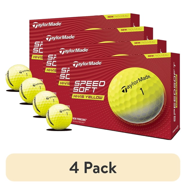 (4 pack) TaylorMade Speed Soft Golf Balls 12pk, Yellow