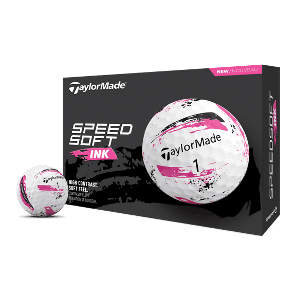 (4 pack) TaylorMade Speed Soft Ink Golf Balls Pink