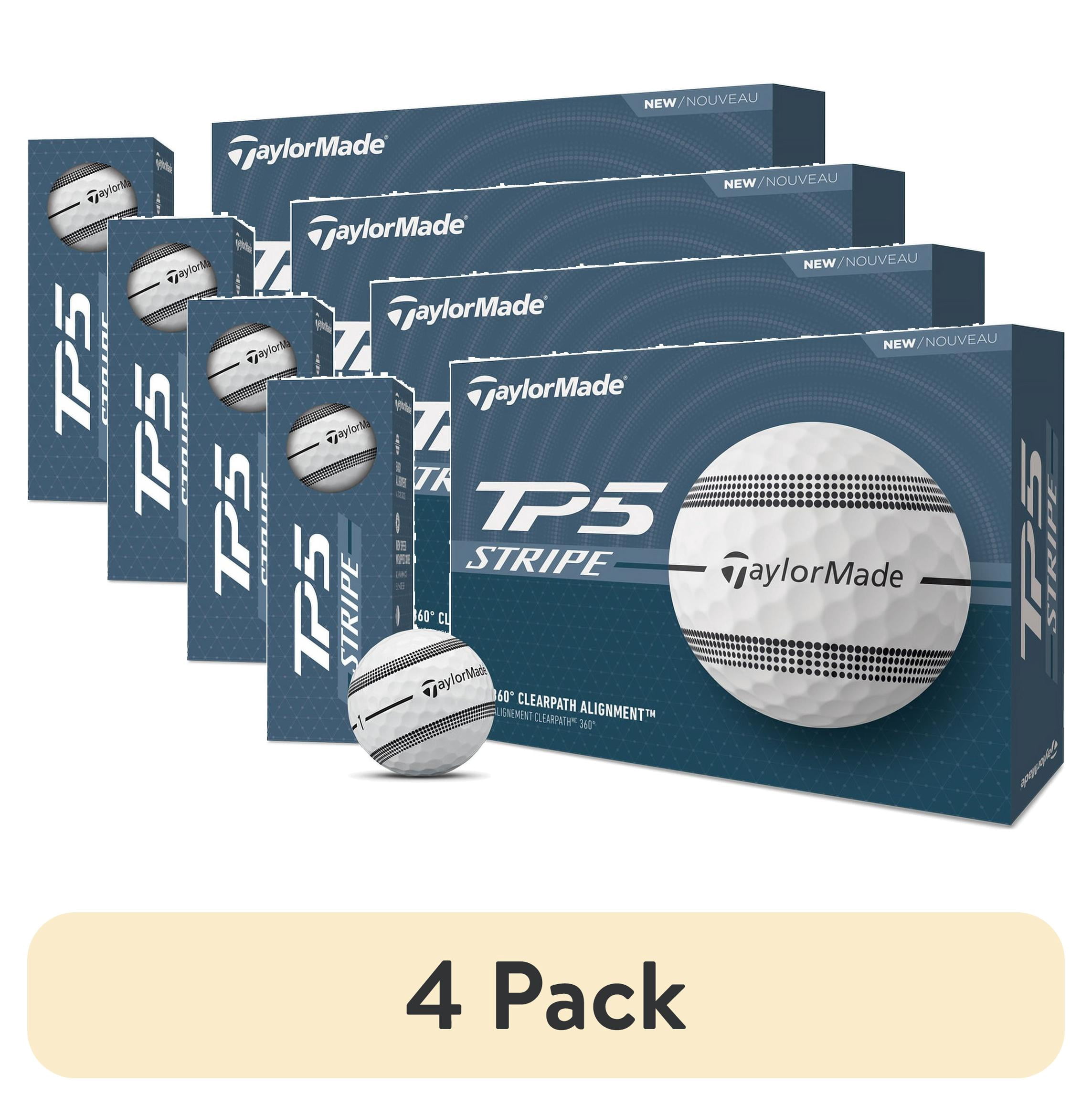 (4 pack) TaylorMade TP5 Stripe Golf Balls, 12pk, White