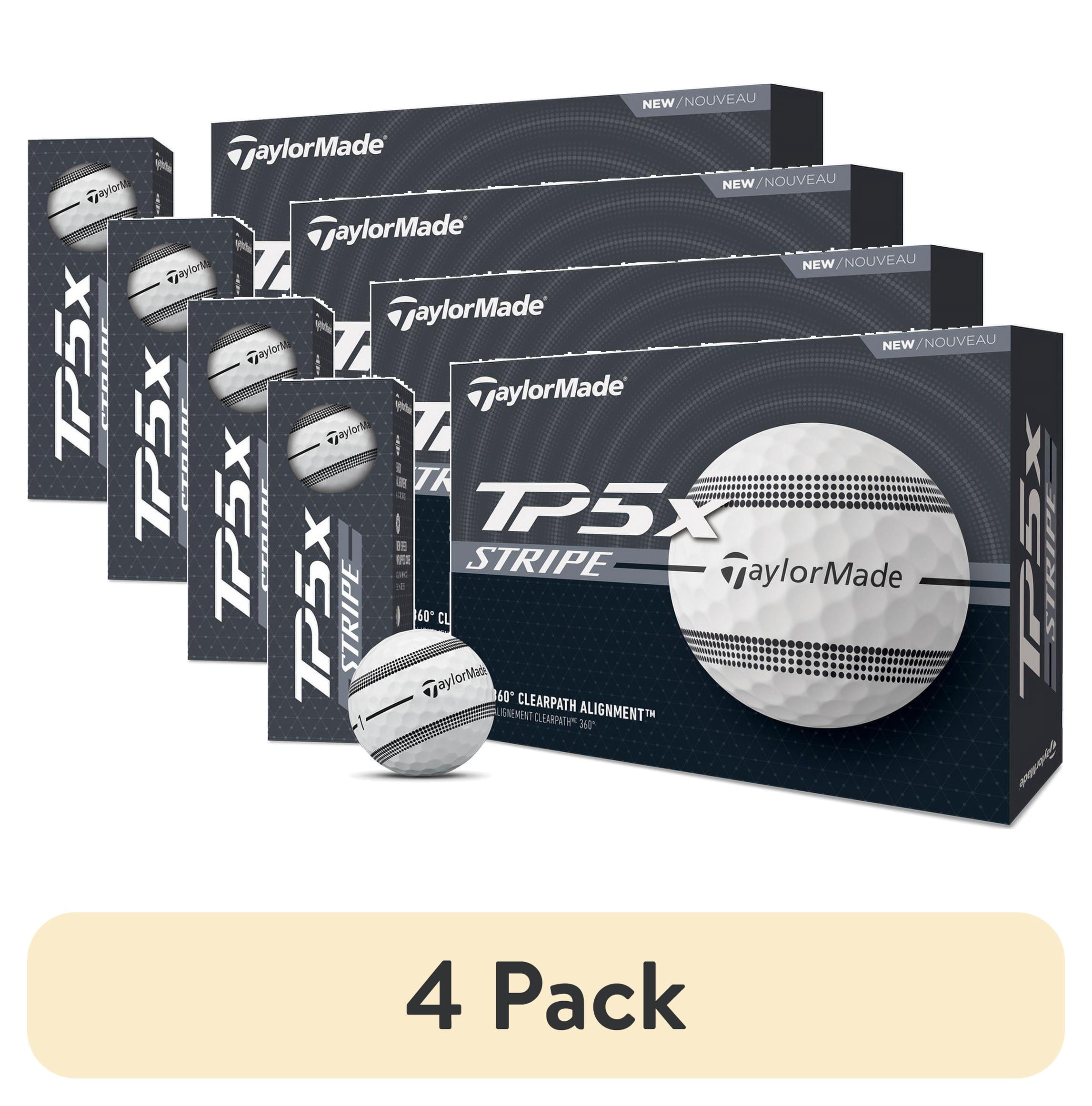 (4 pack) TaylorMade TP5X Stripe Golf Balls, 12pk, White