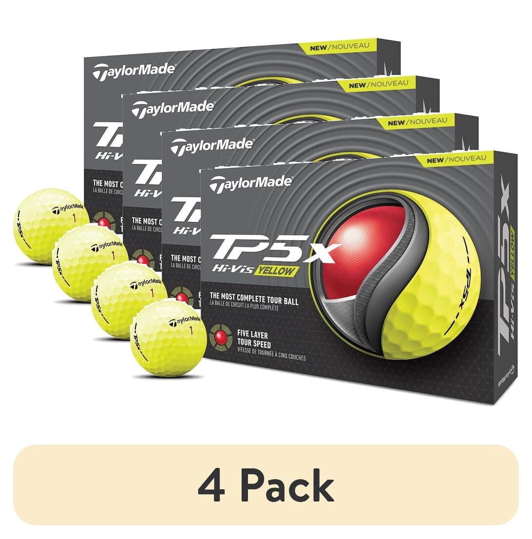(4 pack) TaylorMade TP5X Golf Balls, 12pk, Yellow