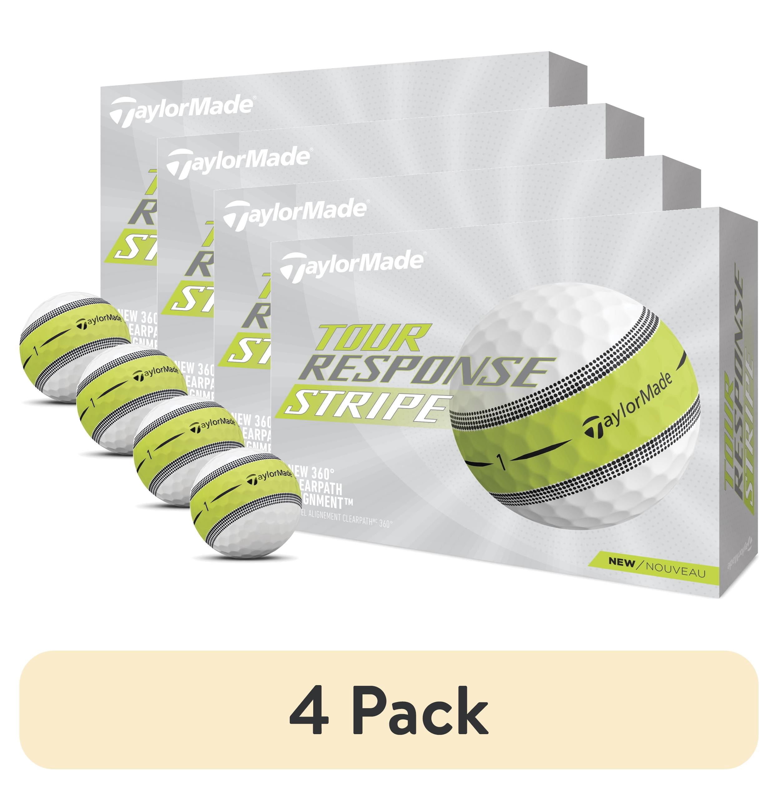 (4 pack) TaylorMade Tour Response Stripe Golf Balls, 12 Pack, White