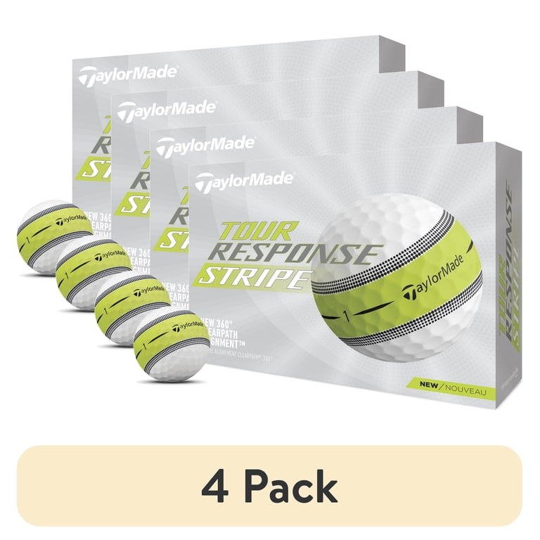 4 pack) TaylorMade Tour Response Stripe Golf Balls, 12pk, Yellow