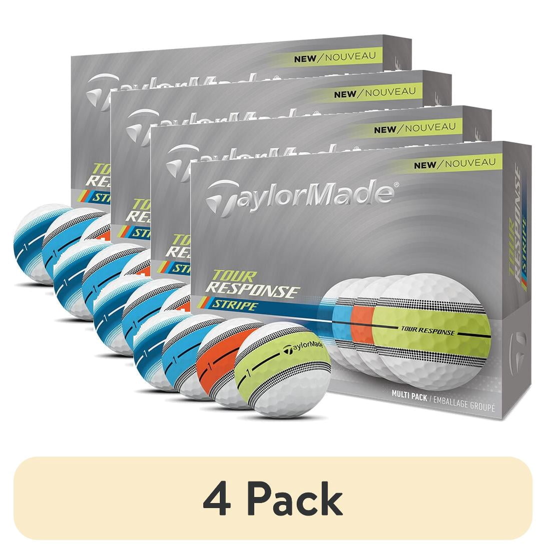 (4 pack) TaylorMade Tour Response Stripe Golf Balls 12pk, Multi
