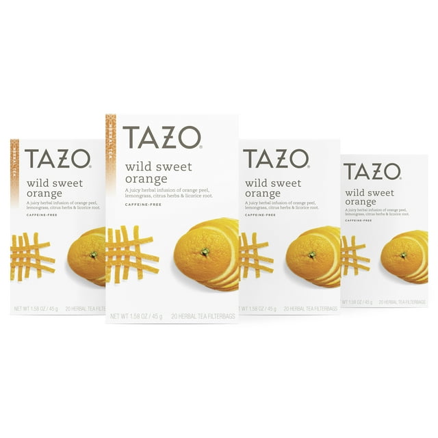 (4 pack) Tazo Wild Sweet Orange Herba Tea, Tea Bags, 20 Ct