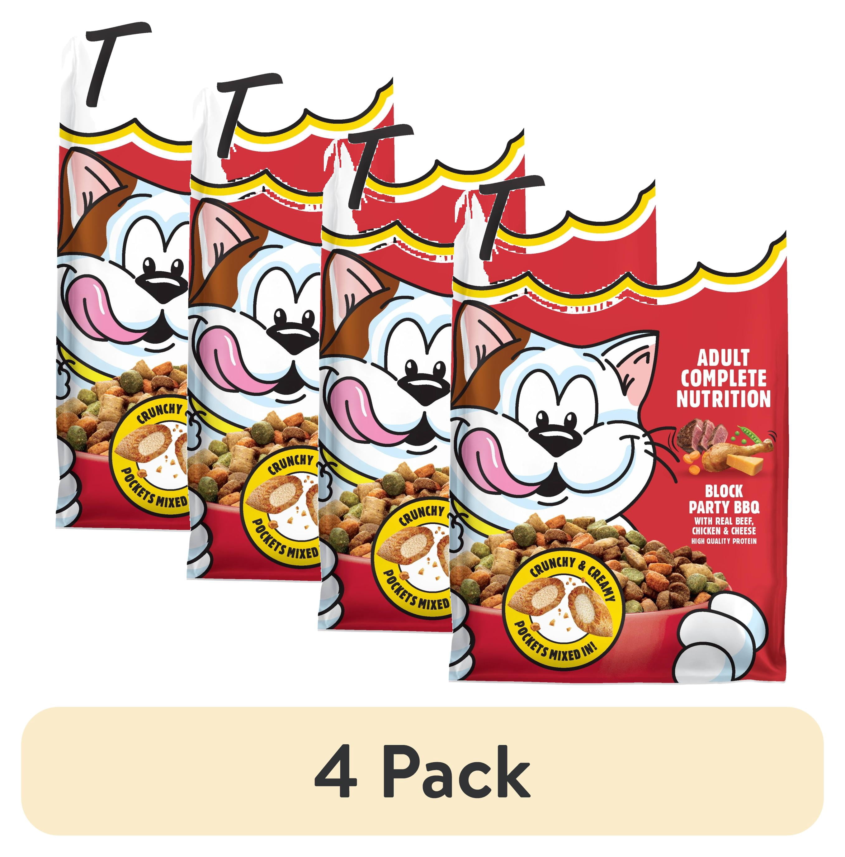 (4 pack) Temptations Adult Dry Cat Food BBQ Flavor Block Party 13.5 lb Bag