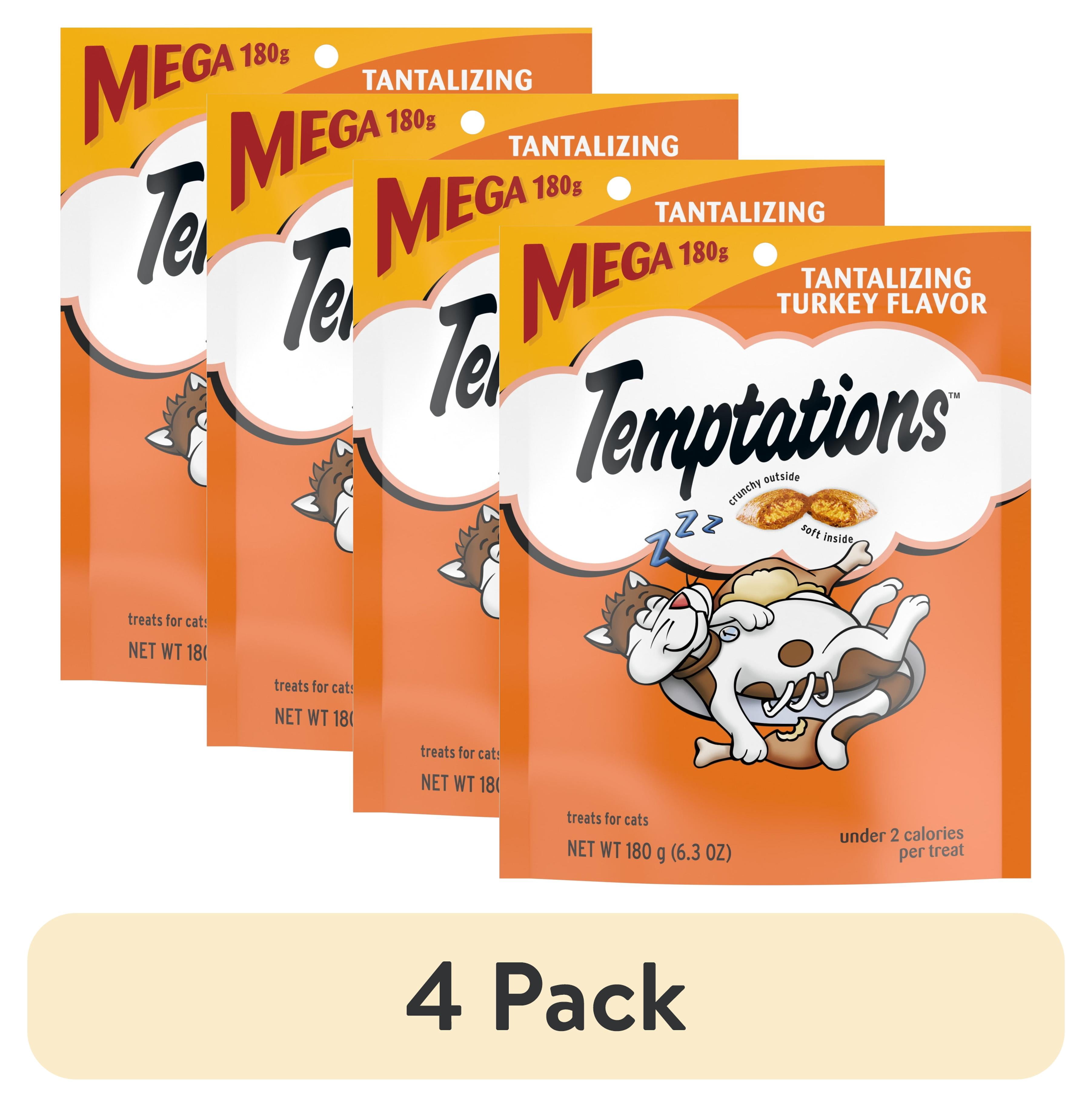 (4 pack) Temptations Classic Tantalizing Turkey Flavor Crunchy And Soft Treats For Cats, 6.3 Oz Pouch