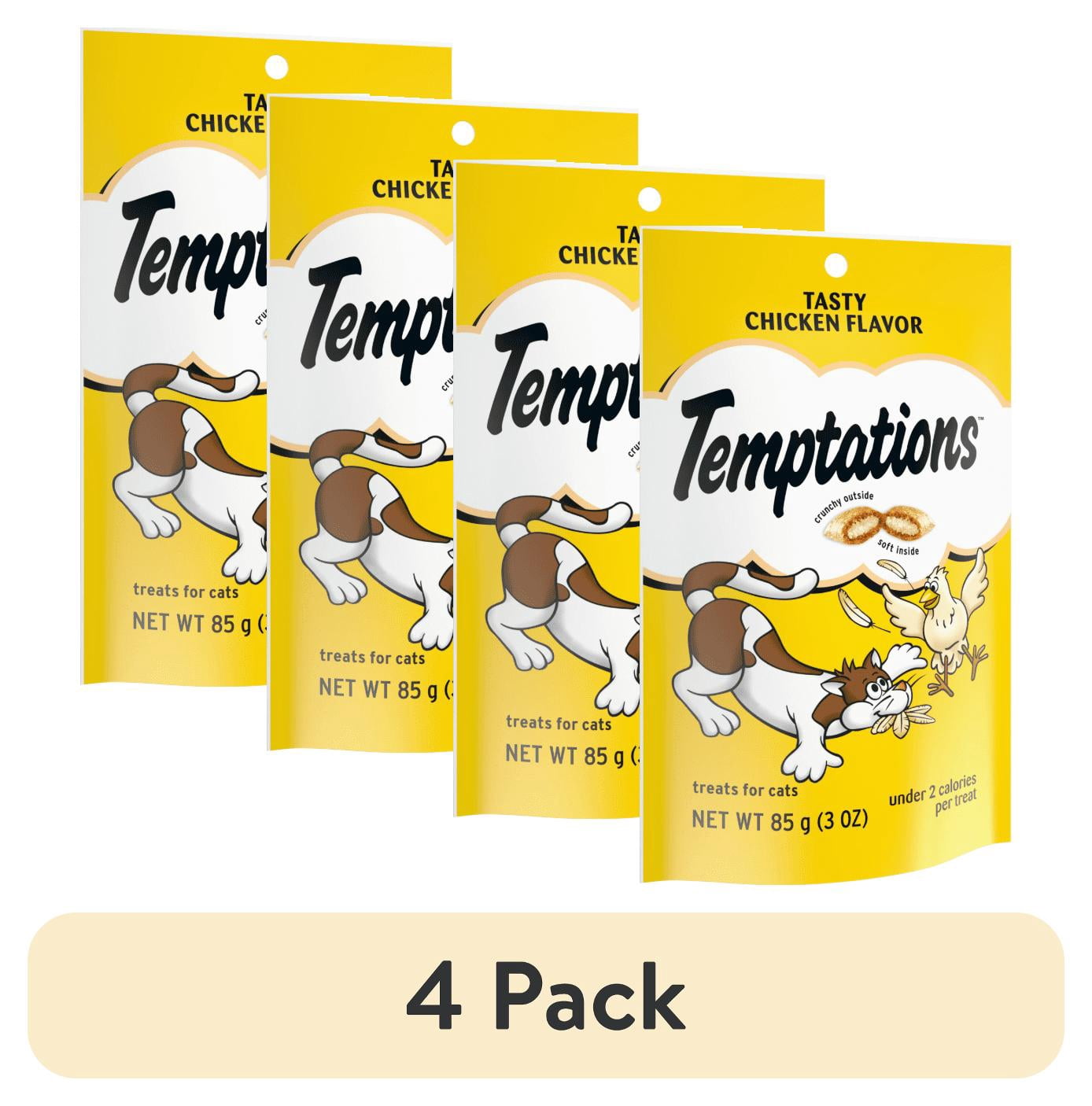 (4 pack) Temptations Classic Tasty Chicken Flavor Crunchy And Soft Treats For Cats, 3 Oz Pouch