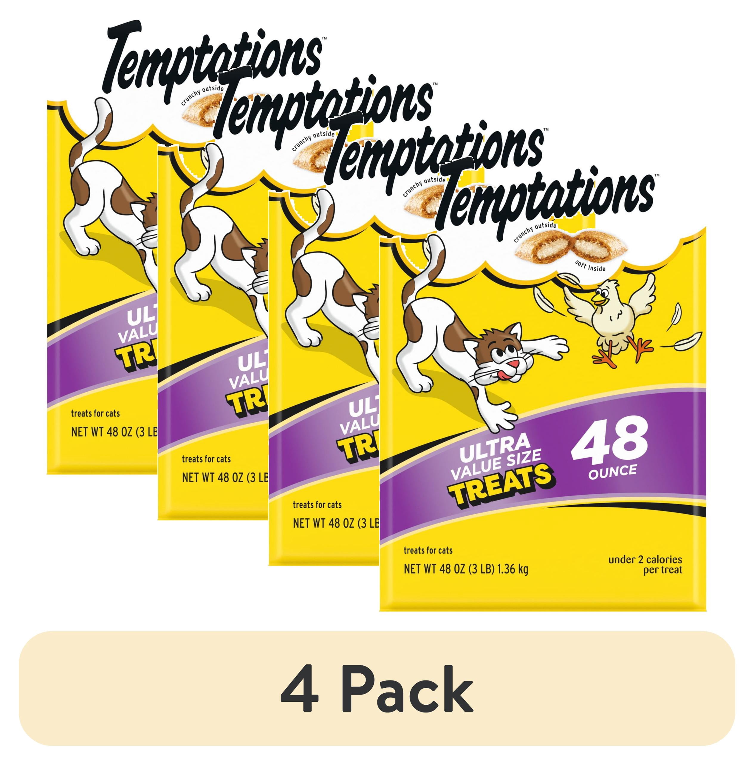 (4 pack) Temptations Classic Tasty Chicken Flavor Crunchy And Soft Treats For Cats, 48 Oz Pouch