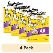 4 pack Temptations Classic Tasty Chicken Flavor Crunchy and Soft Treats for Cats, 48 oz Pouch