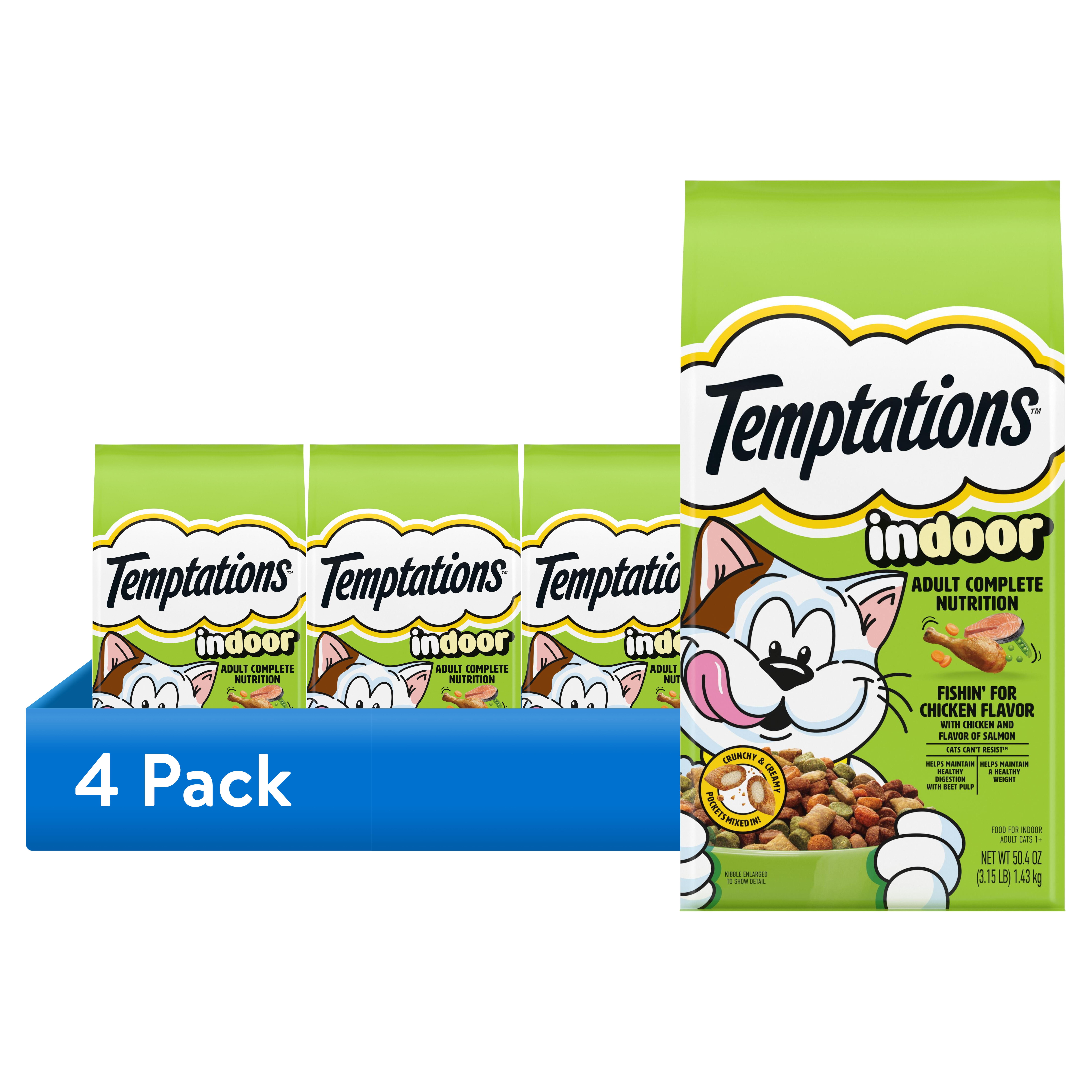 (4 pack) Temptations Indoor Dry Cat Food 3.15 Lb Bag