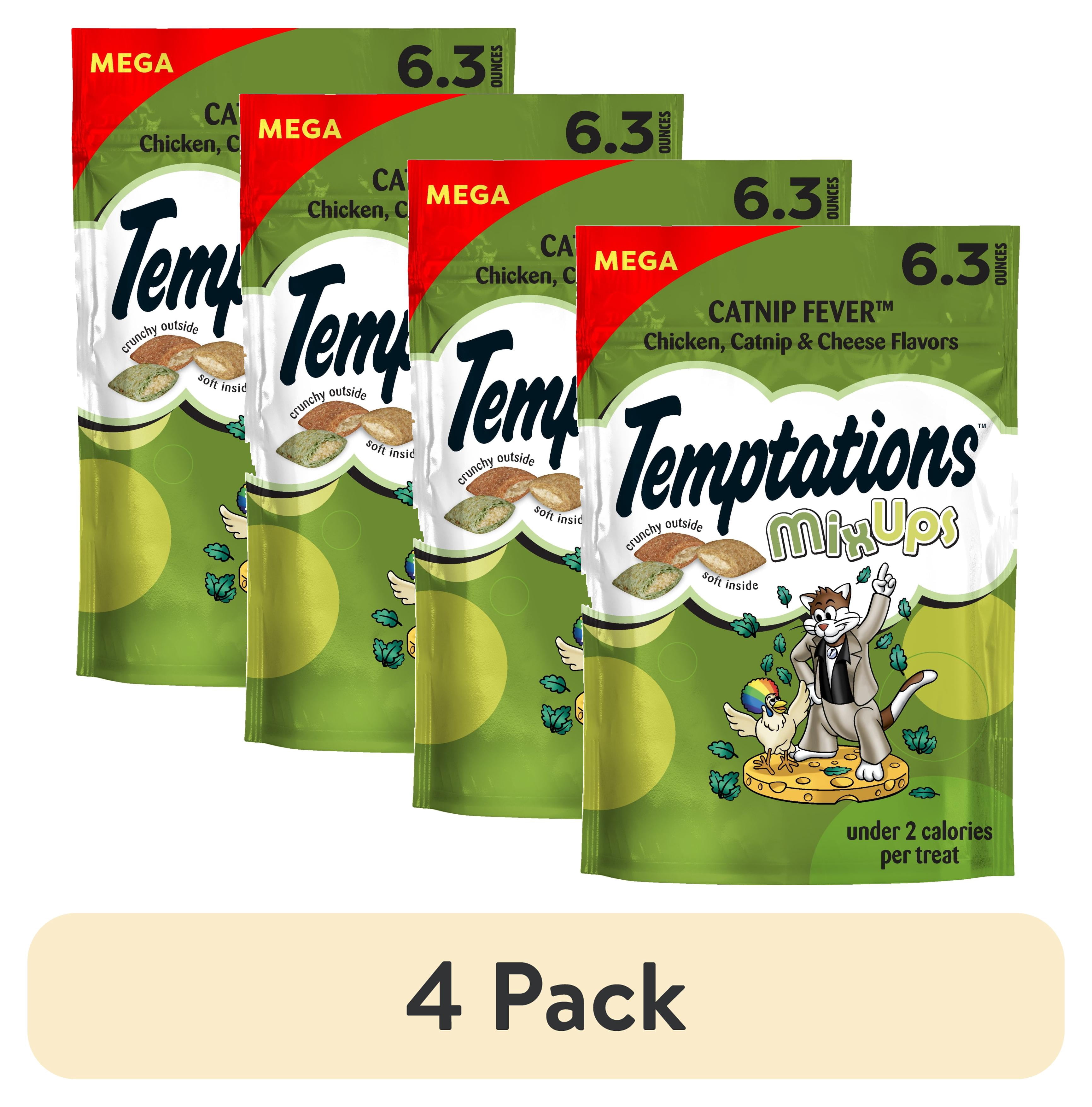 (4 pack) Temptations Mixups Catnip Fever Flavor Crunchy and Soft Treats for Cats, 6.3 oz Pouch