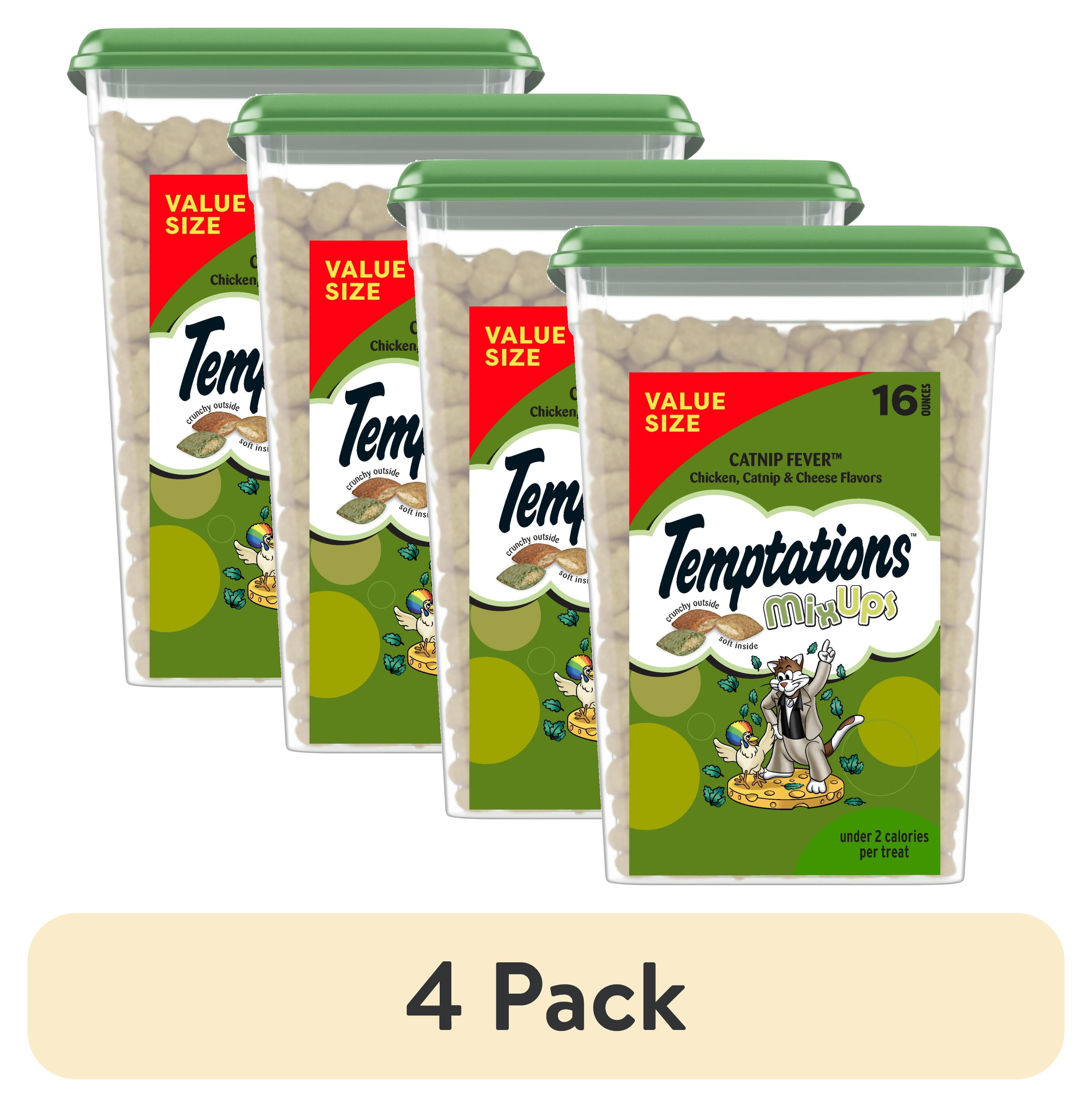 (4 pack) Temptations Mixups Catnip Fever Flavor Crunchy And Soft Treats For Cats, 16 Oz Tub