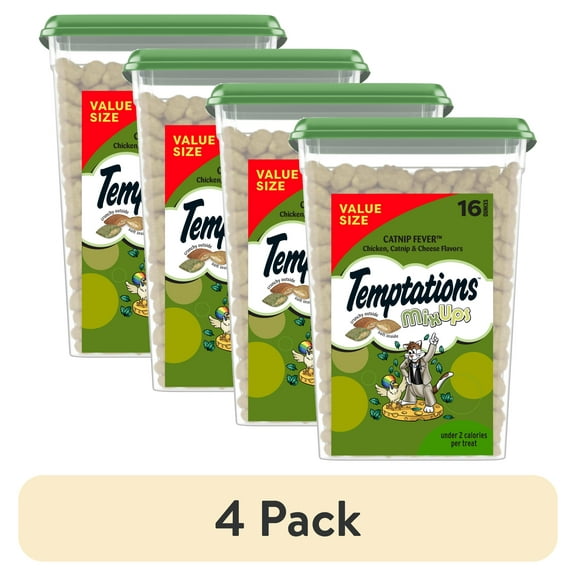 (4 pack) Temptations Mixups Catnip Fever Flavor Crunchy And Soft Treats For Cats, 16 Oz Tub