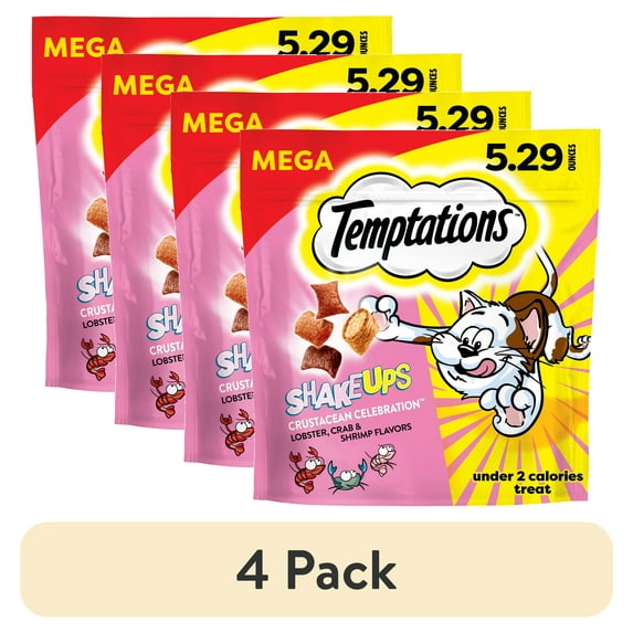 (4 pack) Temptations ShakeUps Crunchy and Soft Cat Treats, Clucky Carnival Flavor, 5.29 oz Pouch