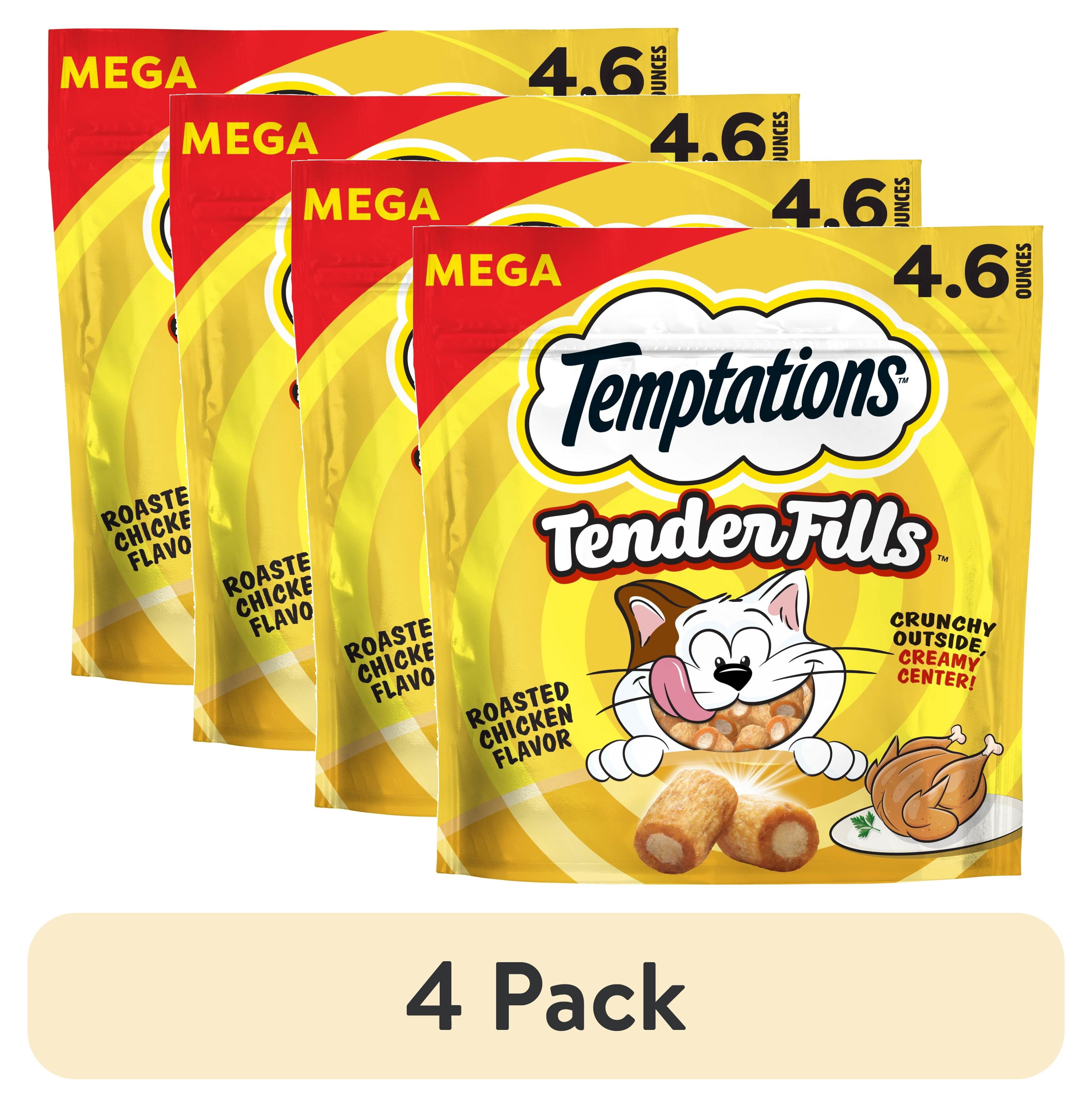 (4 pack) Temptations Tender Fills Roasted Chicken Flavor Crunchy And Soft Adult Treats For Cats, 4.6 Oz Pouch