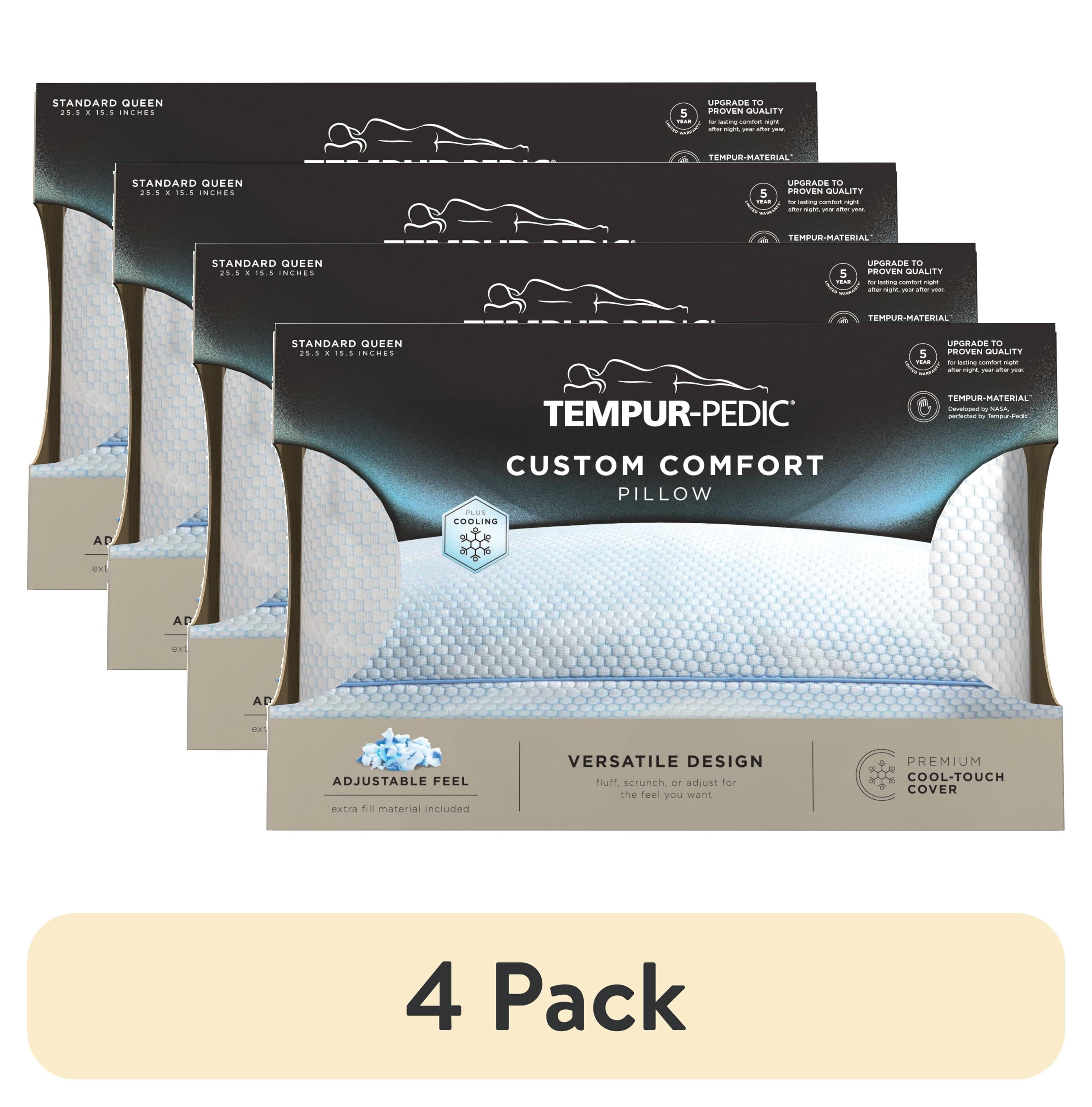 (4 pack) Tempur-Pedic Custom Comfort Bed Pillow and Cooling, Adjustable Support, Standard/Queen, Adult