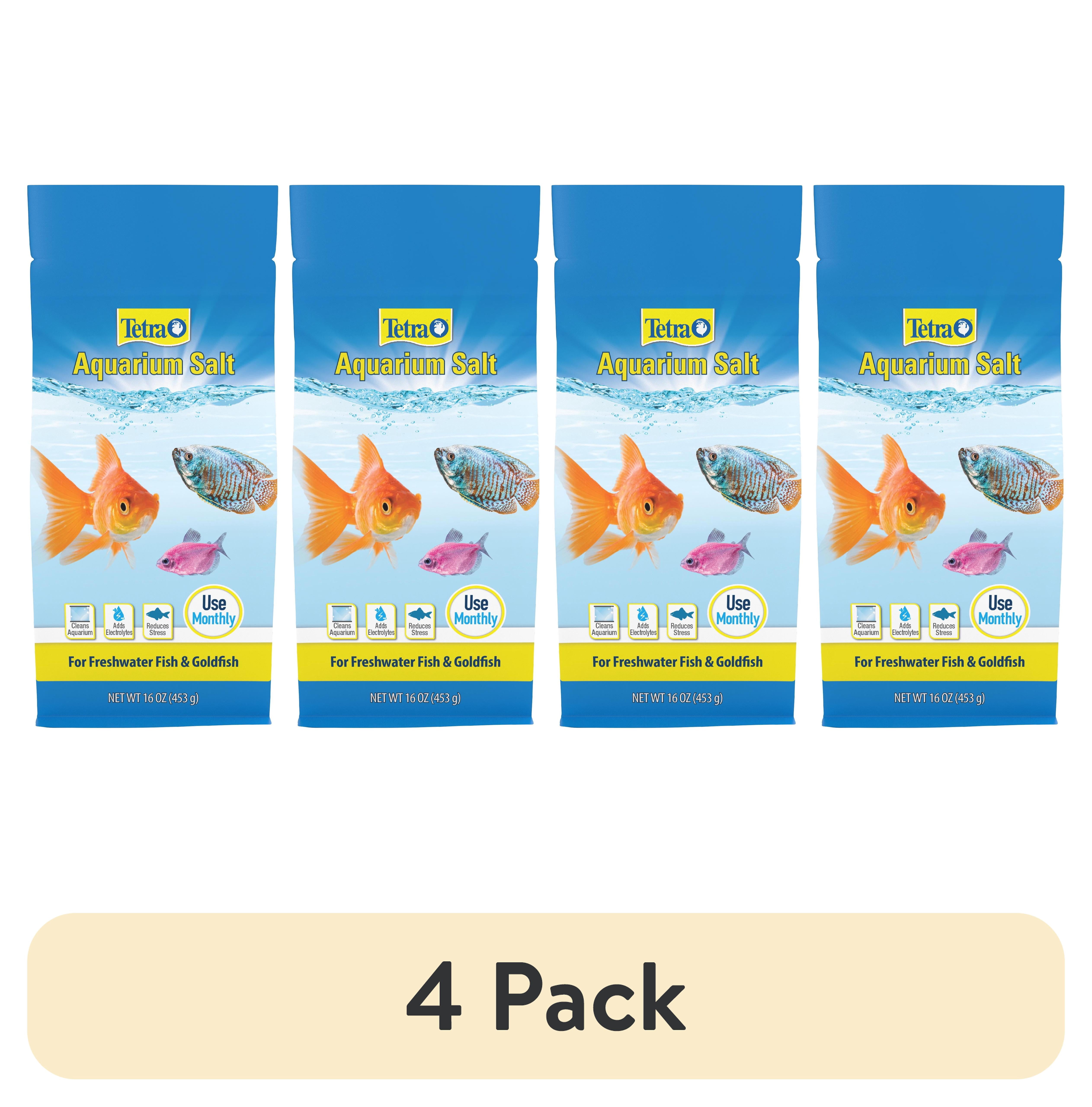 (4 pack) Tetra Aquarium Salt for Freshwater Fish Tanks, Salt for Tropical and Goldfish Aquariums, 16 oz