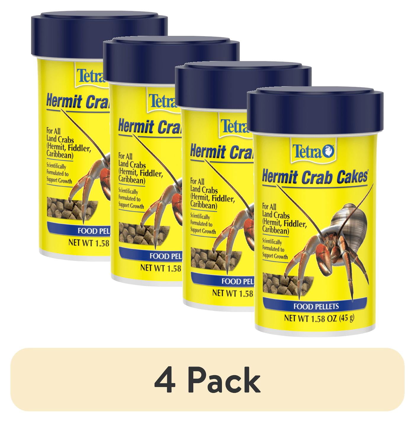 (4 pack) Tetra Hermit Crab Cakes Food Pellets for All Land Crabs, 1.58 oz