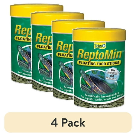 (4 pack) Tetra ReptoMin Floating Food Sticks for Aquatic Turtles, Newts and Frogs, 1.94 oz.