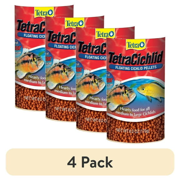 (4 pack) Tetra TetraCichlid Floating Pellets Fish Food, Nutritionally Balanced Diet, 6 oz.