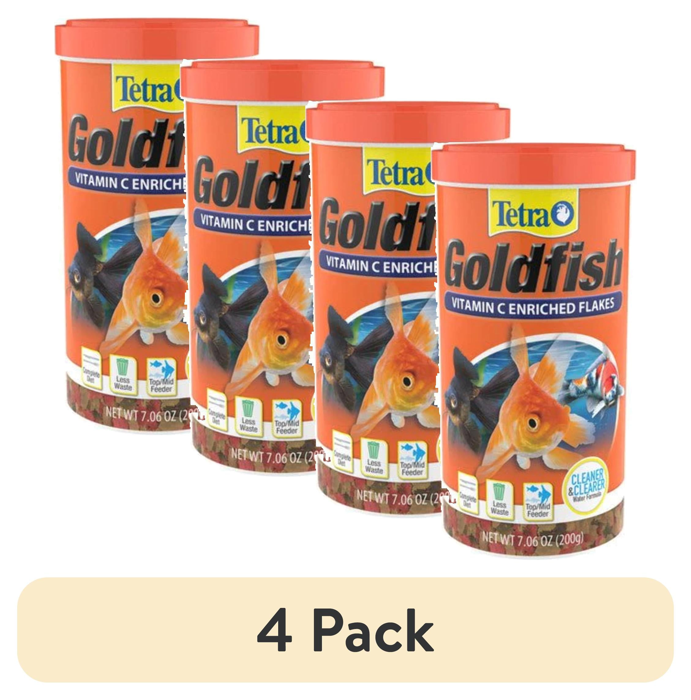 (4 pack) Tetra TetraFin Goldfish Flakes, Balanced Diet Fish Food, 7.06 oz.
