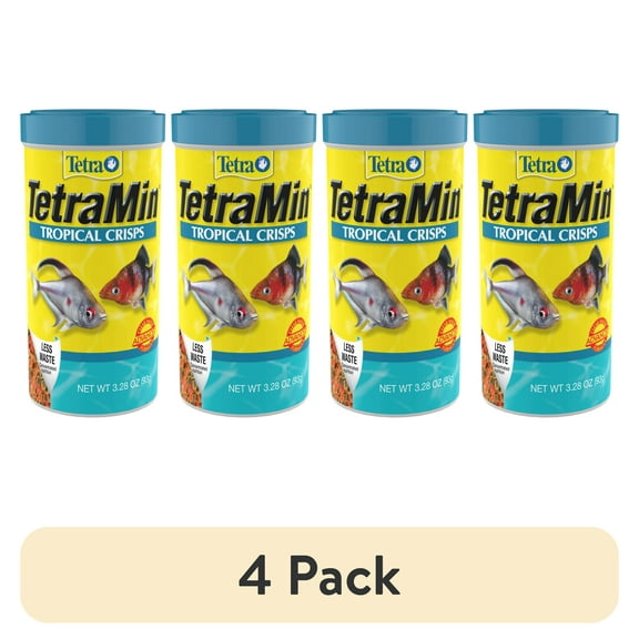 (4 pack) Tetra TetraMin Tropical Crisps Nutritionally Balanced Fish Food, 3.28 oz