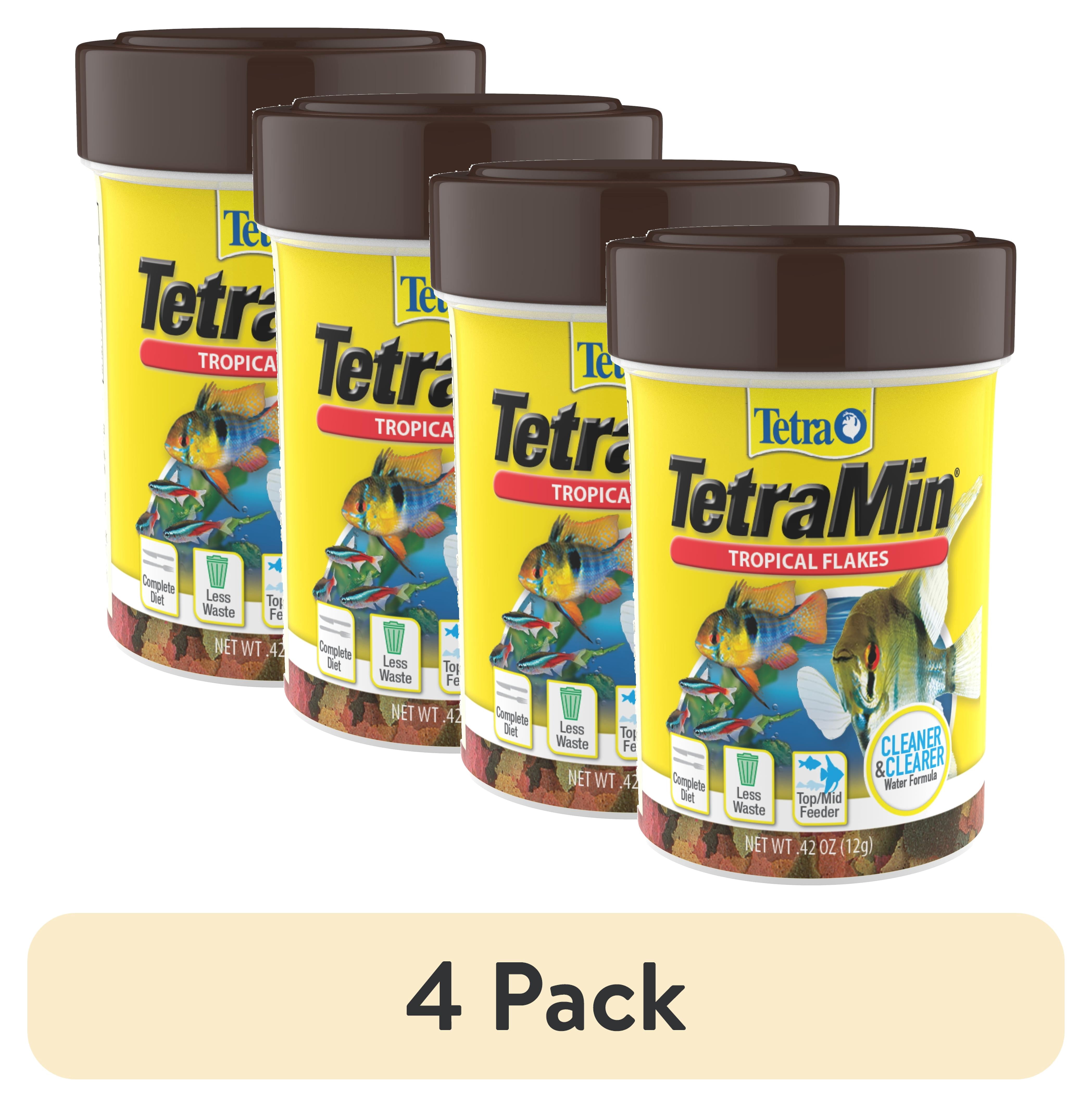 (4 pack) Tetra TetraMin Tropical Flakes, Nutritionally Balanced Fish Food, 0.42 oz.