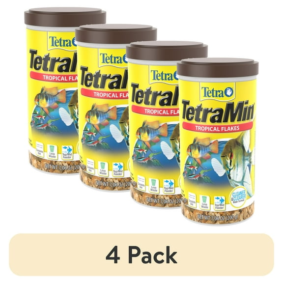(4 pack) Tetra TetraMin Tropical Flakes Nutritionally Balanced Fish Food, 7.06 oz.