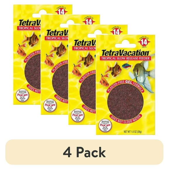(4 pack) Tetra Vacation Tropical Feeding Block, Feeds Fish up to 14 Days, 1.06 oz., 1 Block