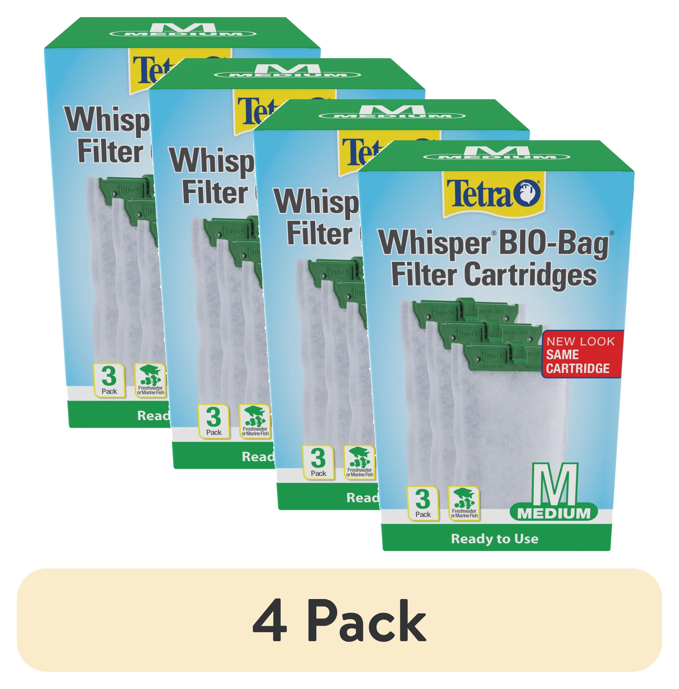 (4 pack) Tetra Whisper Bio-Bag Disposable Filter Cartridges for Aquariums, Medium, 3 Count