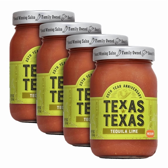 (4 pack) Texas Texas Tequila Lime Salsa, Medium, 16 oz Glass Jar