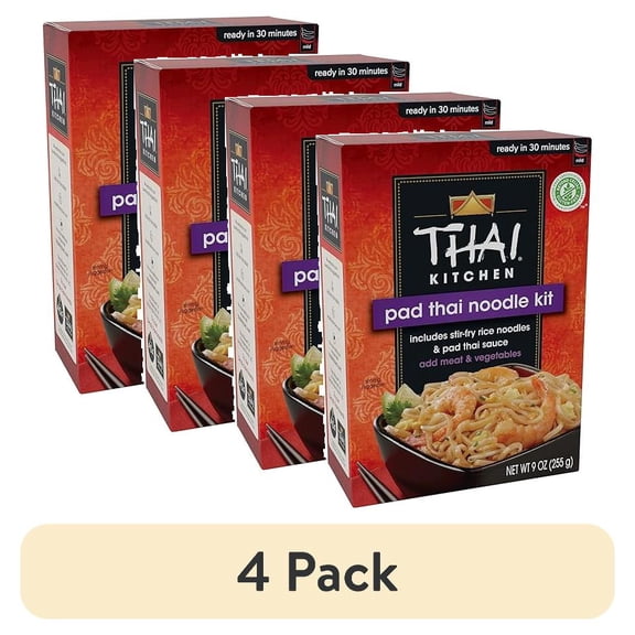 (4 pack) Thai Kitchen Gluten Free Pad Thai Noodle Kit, 9 oz