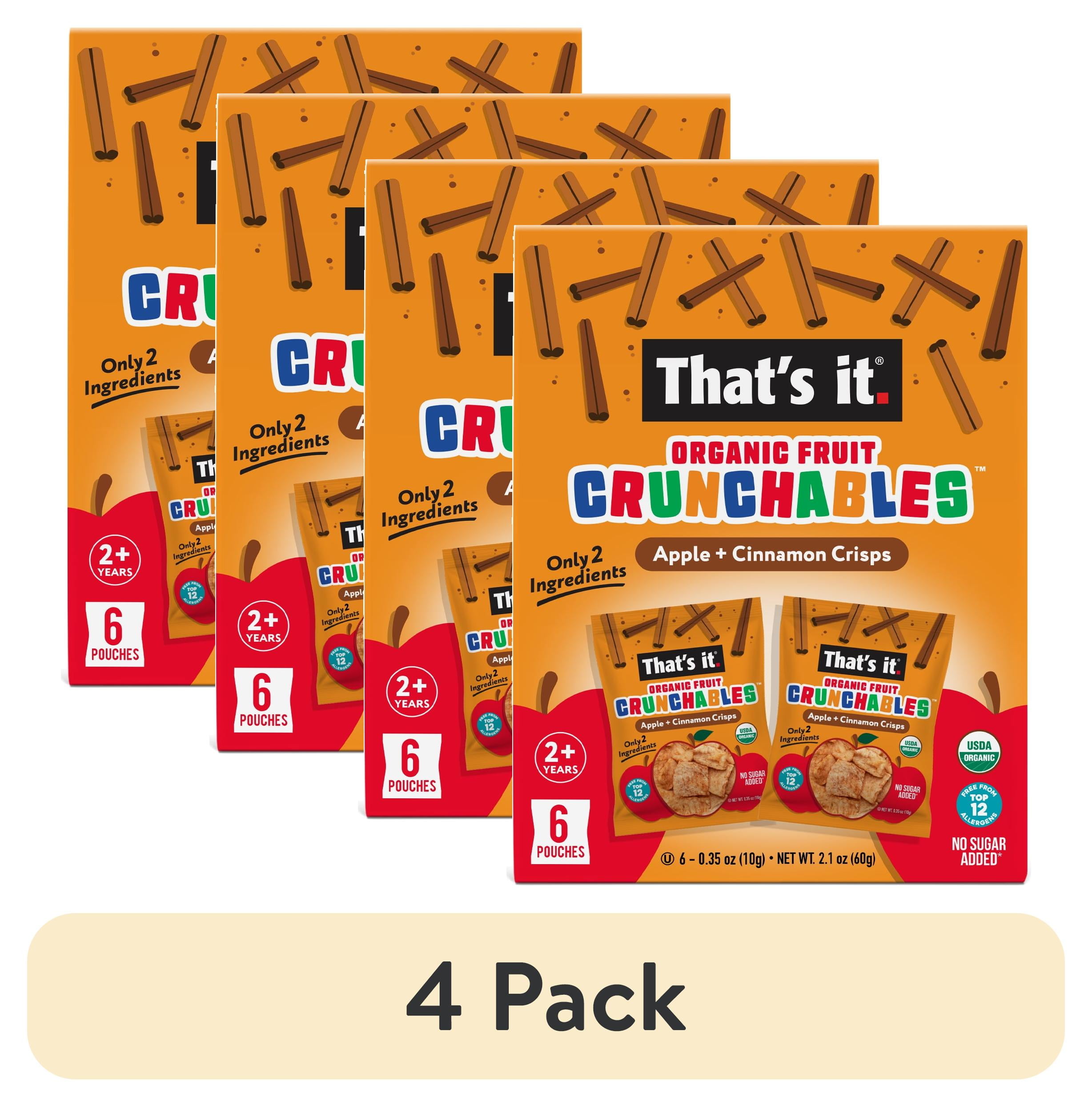 (4 pack) That's It. Crispy, Gluten-Free, Organic Apple + Cinnamon Crunchables, 6 Count