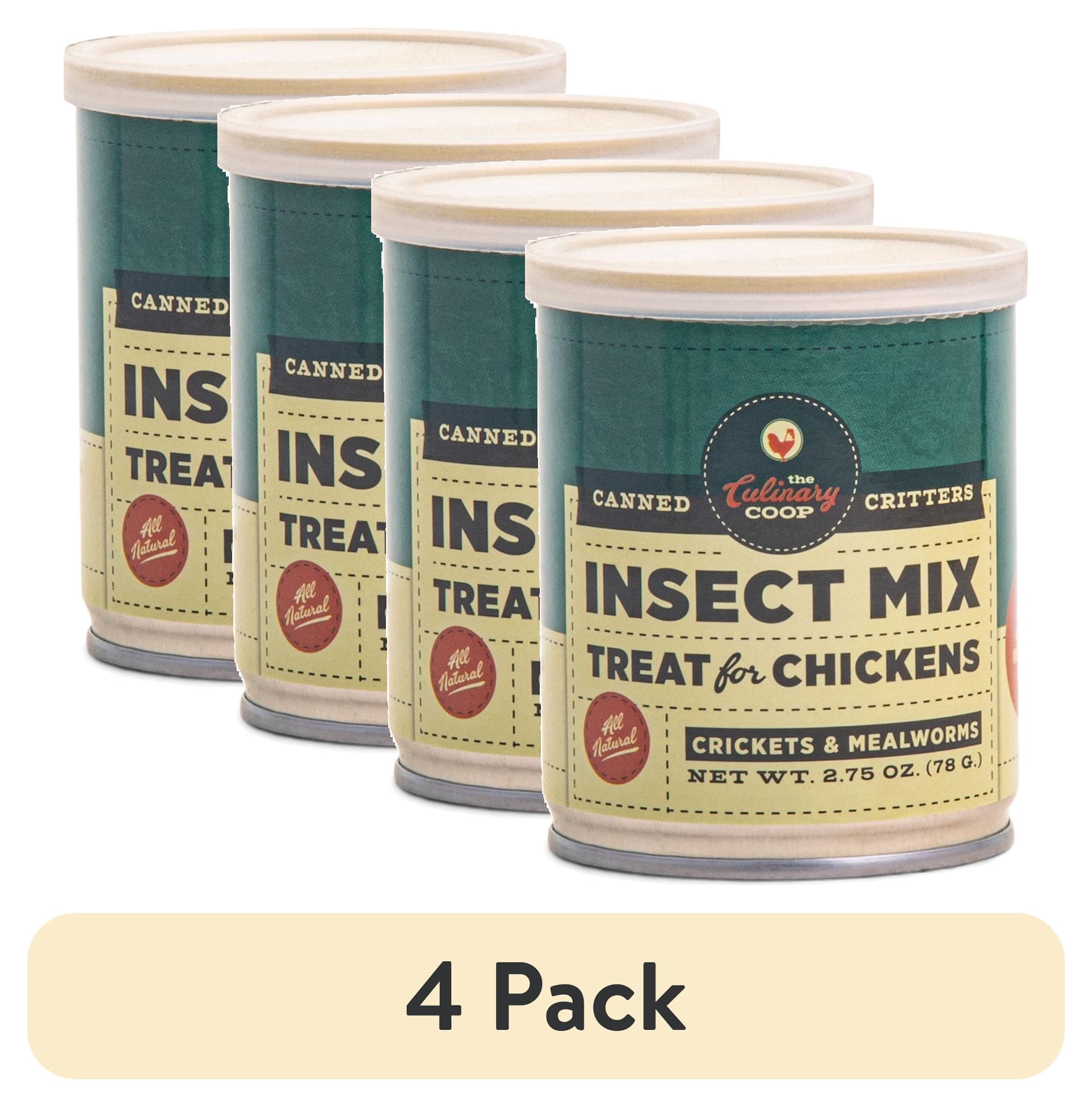 (4 pack) The Culinary Coop Canned Cricket and Mealworm Chicken Treat 2.75oz